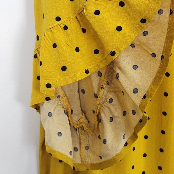 Morgan Taylor Women's Yellow/Black Polkadot Blouse Top Size M - Picture 4 of 10